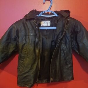 Kids Black Leather Jacket